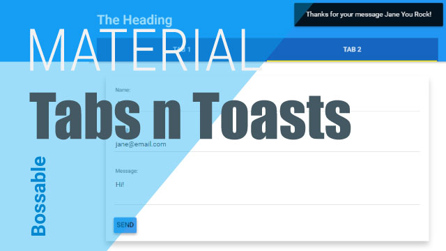 AngularJS Material Design Tabs, Forms & Toasts
